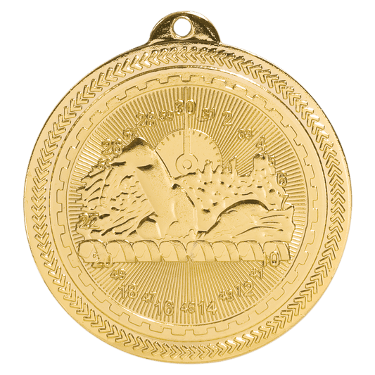 Bright Gold Swimming Engravable BriteLazer Medal - 2"