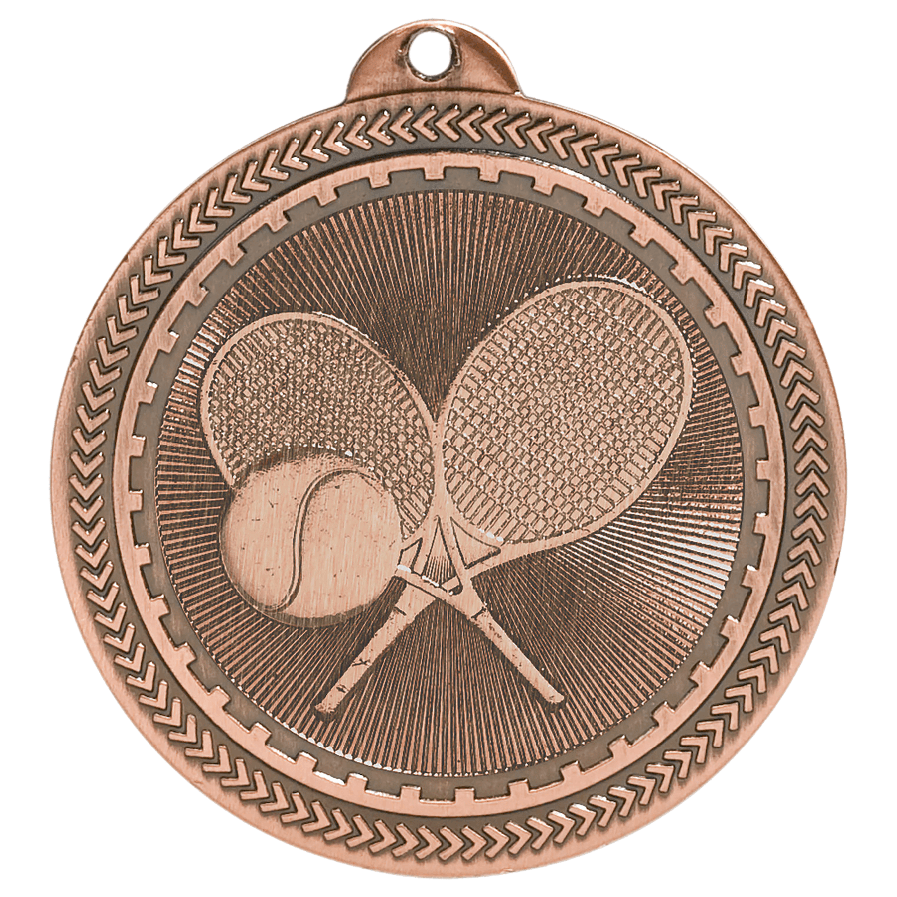Antique Bronze Tennis Engravable BriteLazer Medal - 2"