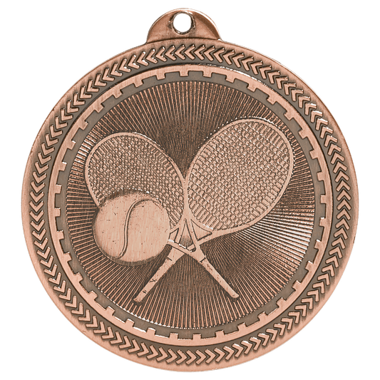 Antique Bronze Tennis Engravable BriteLazer Medal - 2"