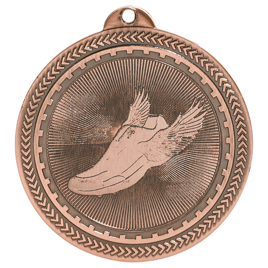 Antique Bronze Track Engravable BriteLazer Medal - 2"