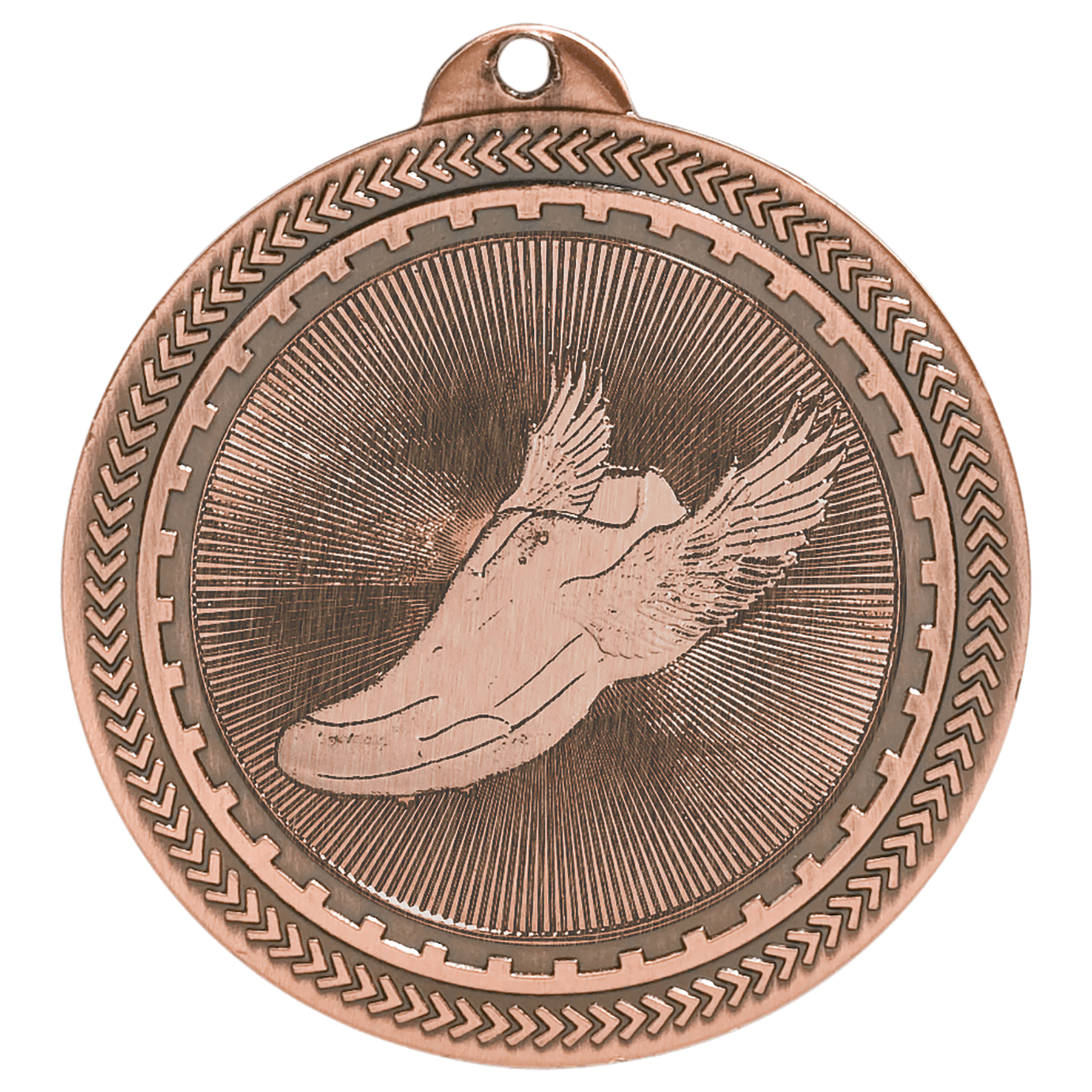 2" Antique Bronze Track Laserable BriteLazer Medal