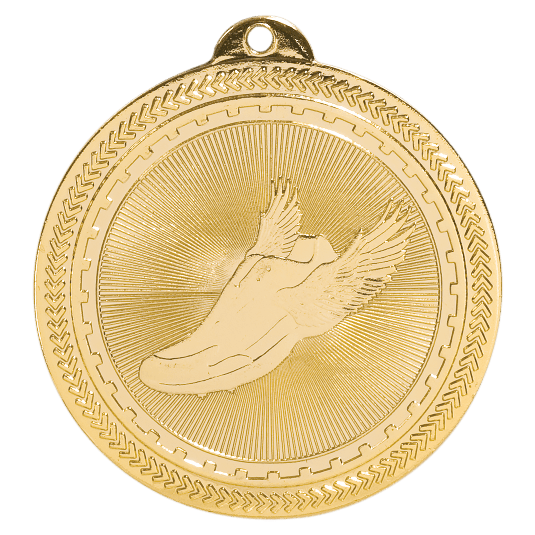 Bright Gold Track Engravable BriteLazer Medal - 2"