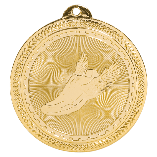 2" Bright Gold Track Laserable BriteLazer Medal