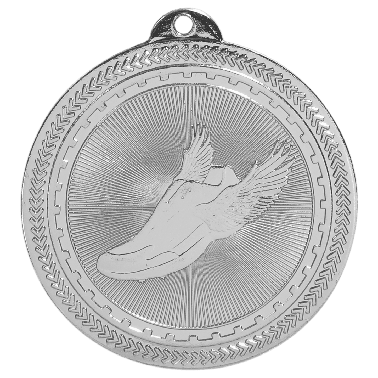 Bright Silver Track Engravable BriteLazer Medal - 2"