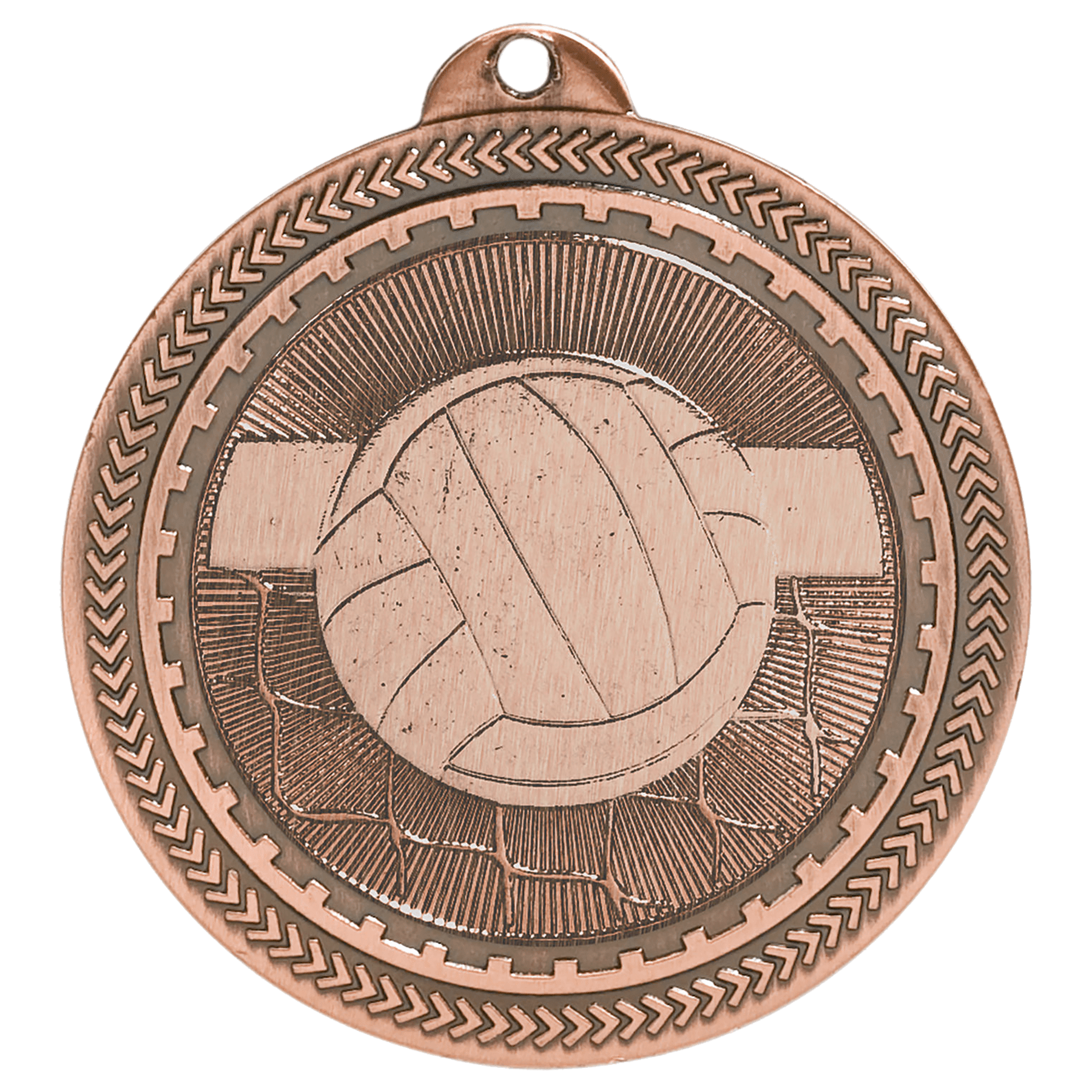 Antique Bronze Volleyball Engravable BriteLazer Medal - 2"