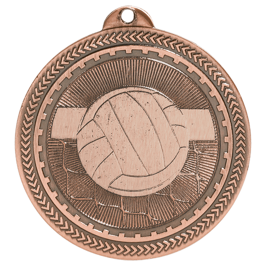 Antique Bronze Volleyball Engravable BriteLazer Medal - 2"