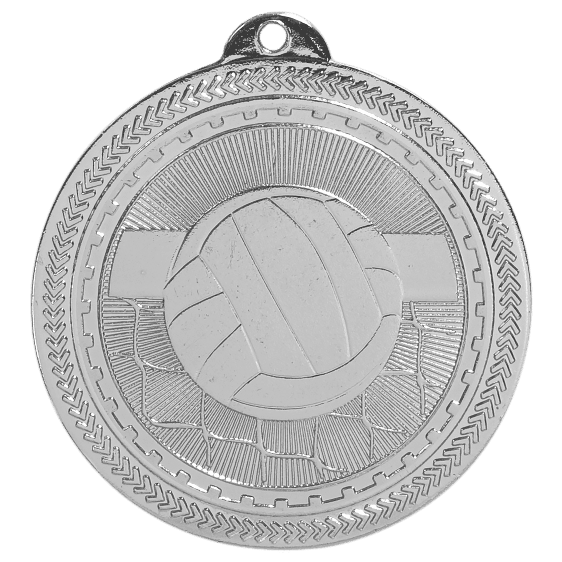 Bright Silver Volleyball Engravable BriteLazer Medal - 2"