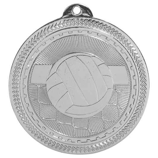 Bright Silver Volleyball Engravable BriteLazer Medal - 2"