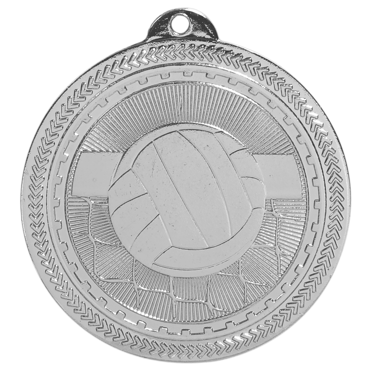 2" Bright Silver Volleyball Laserable BriteLazer Medal