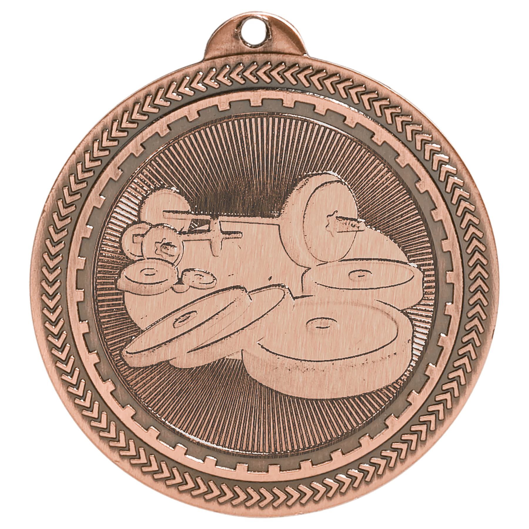Antique Bronze Weightlifting Engravable BriteLazer Medal - 2"
