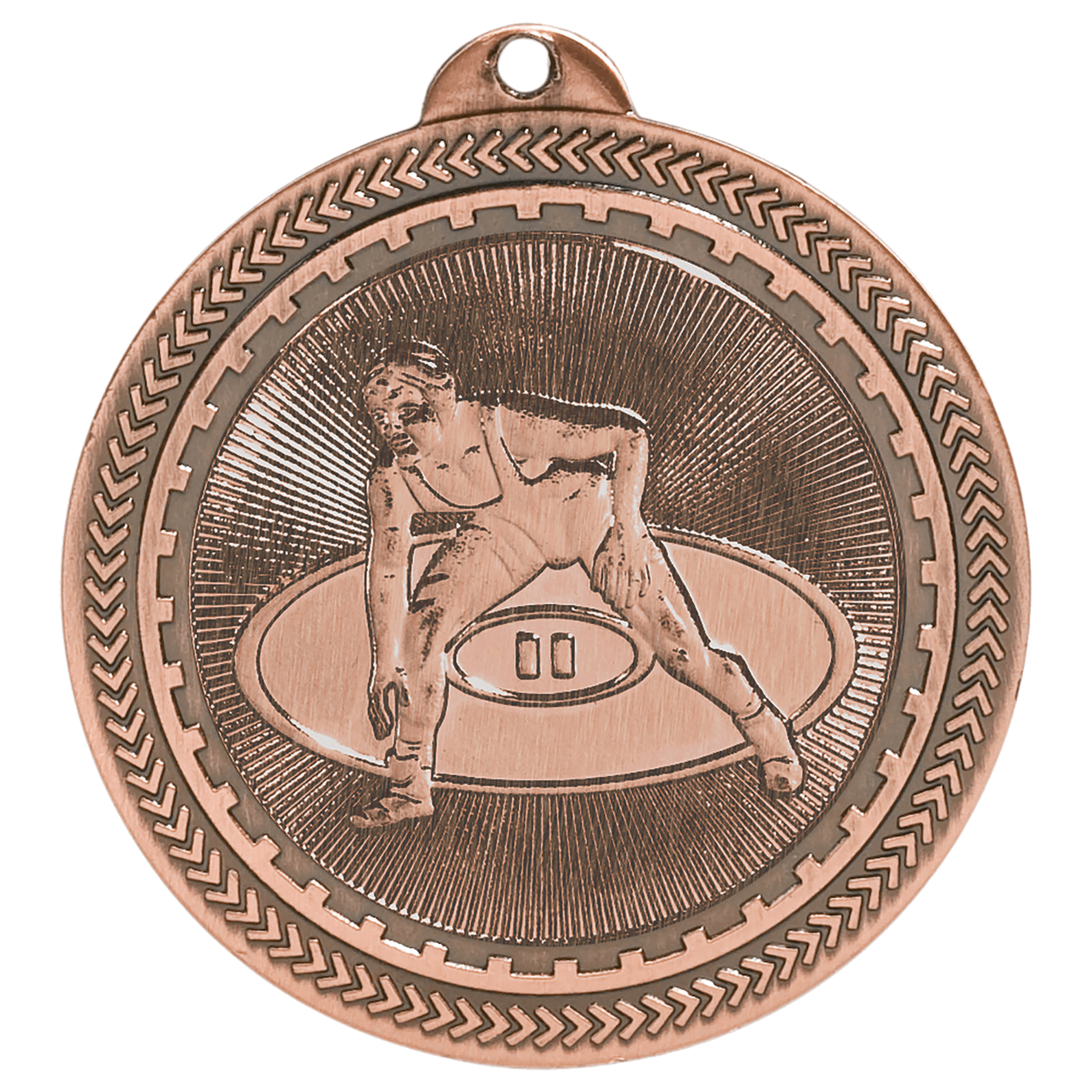 Antique Bronze Wrestling Engravable BriteLazer Medal - 2"