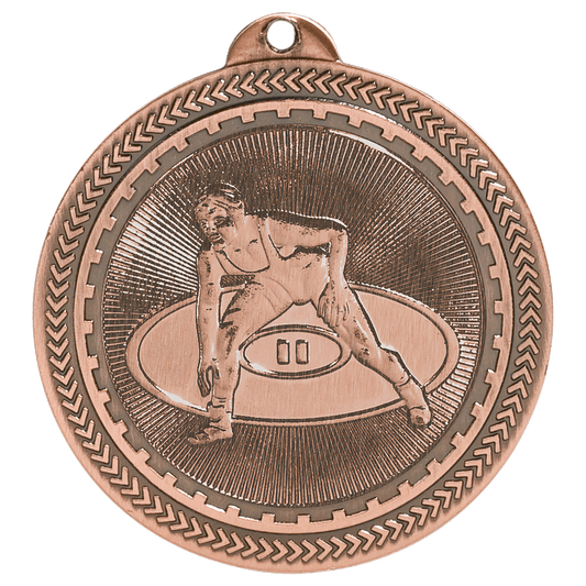 2" Antique Bronze Wrestling Laserable BriteLazer Medal