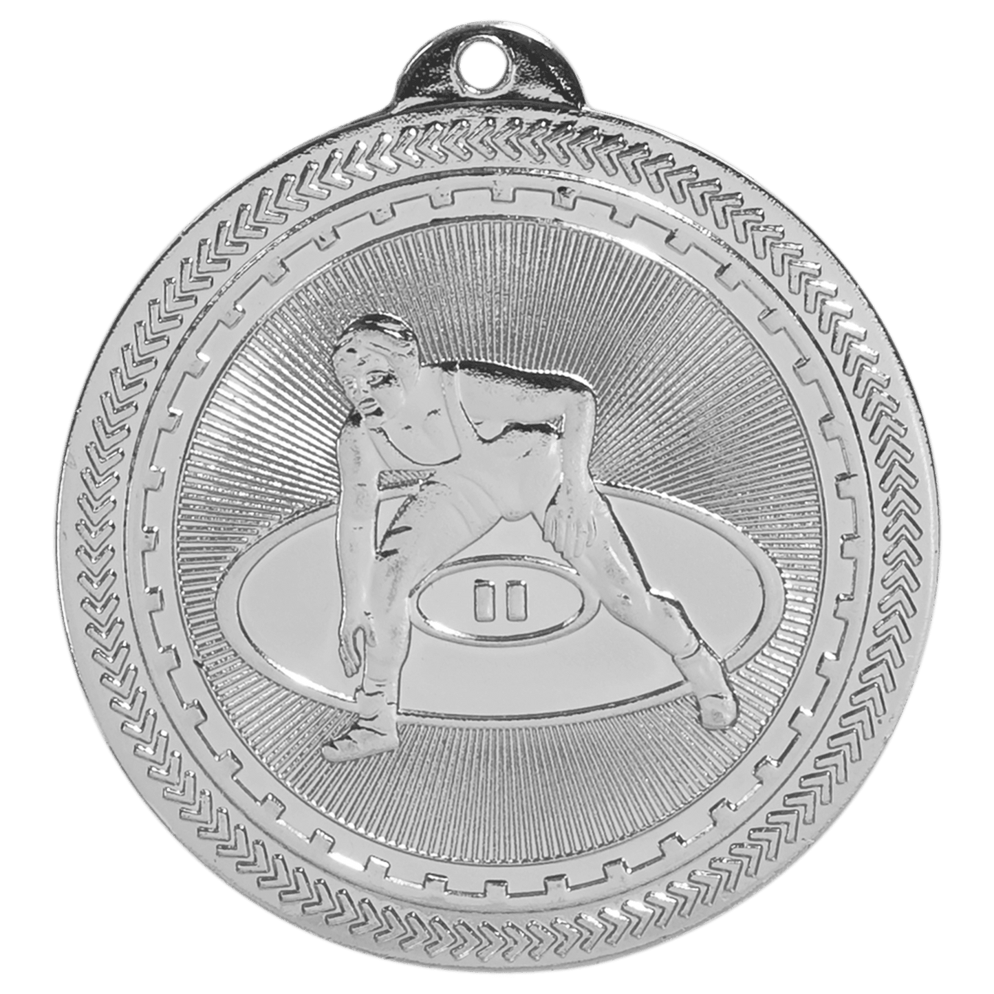 Bright Silver Wrestling Engravable BriteLazer Medal - 2"