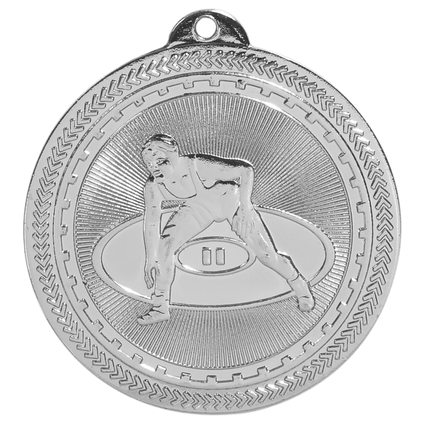 Bright Silver Wrestling Engravable BriteLazer Medal - 2"
