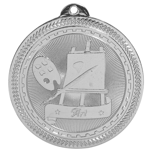 Bright Silver Art Engravable BriteLazer Medal - 2"