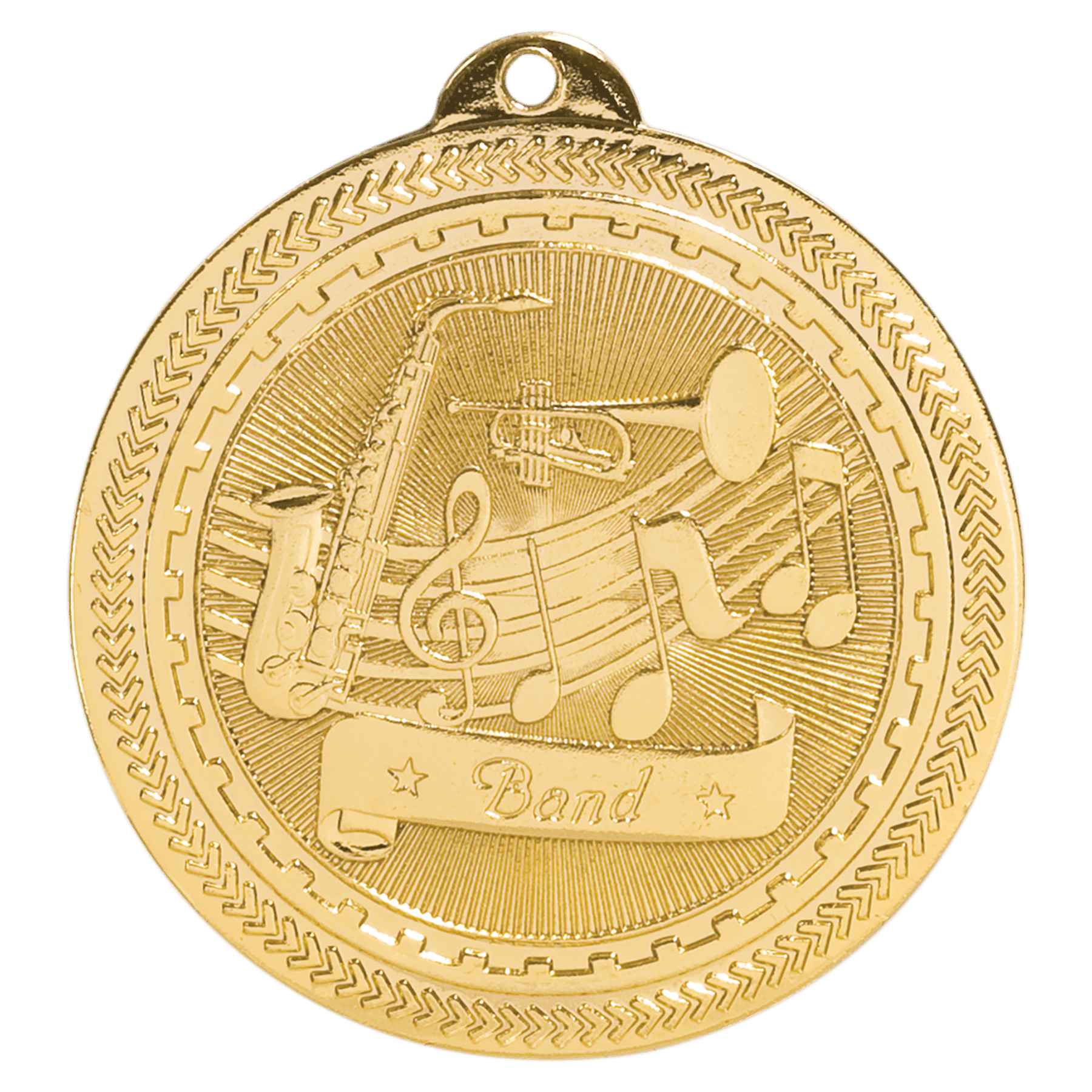 Bright Gold Band Engravable BriteLazer Medal - 2"