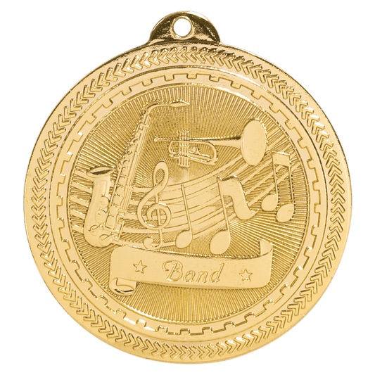 Bright Gold Band Engravable BriteLazer Medal - 2"