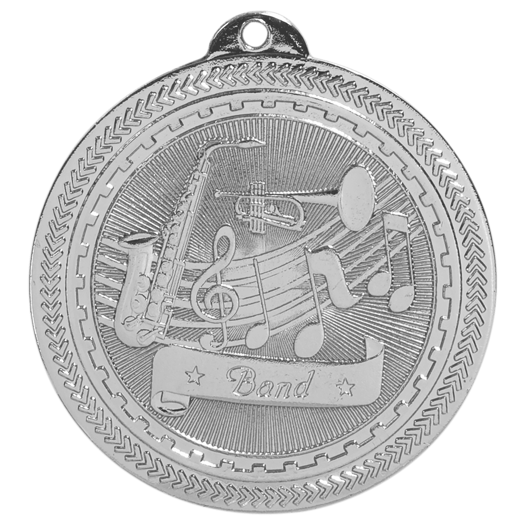 2" Bright Silver Band Laserable BriteLazer Medal