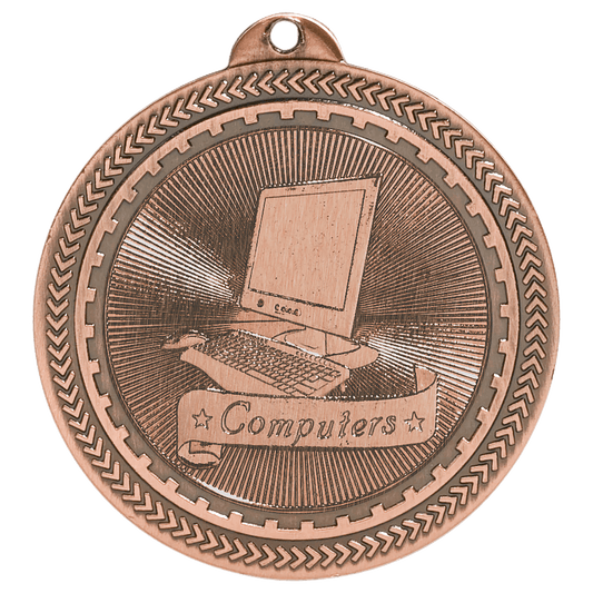2" Antique Bronze Computers Laserable BriteLazer Medal