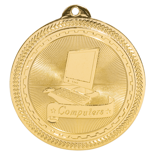 Bright Gold Computers Engravable BriteLazer Medal - 2"