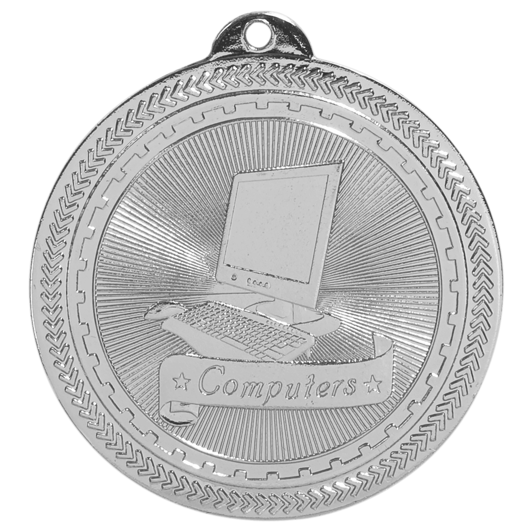Bright Silver Computers Engravable BriteLazer Medal - 2"