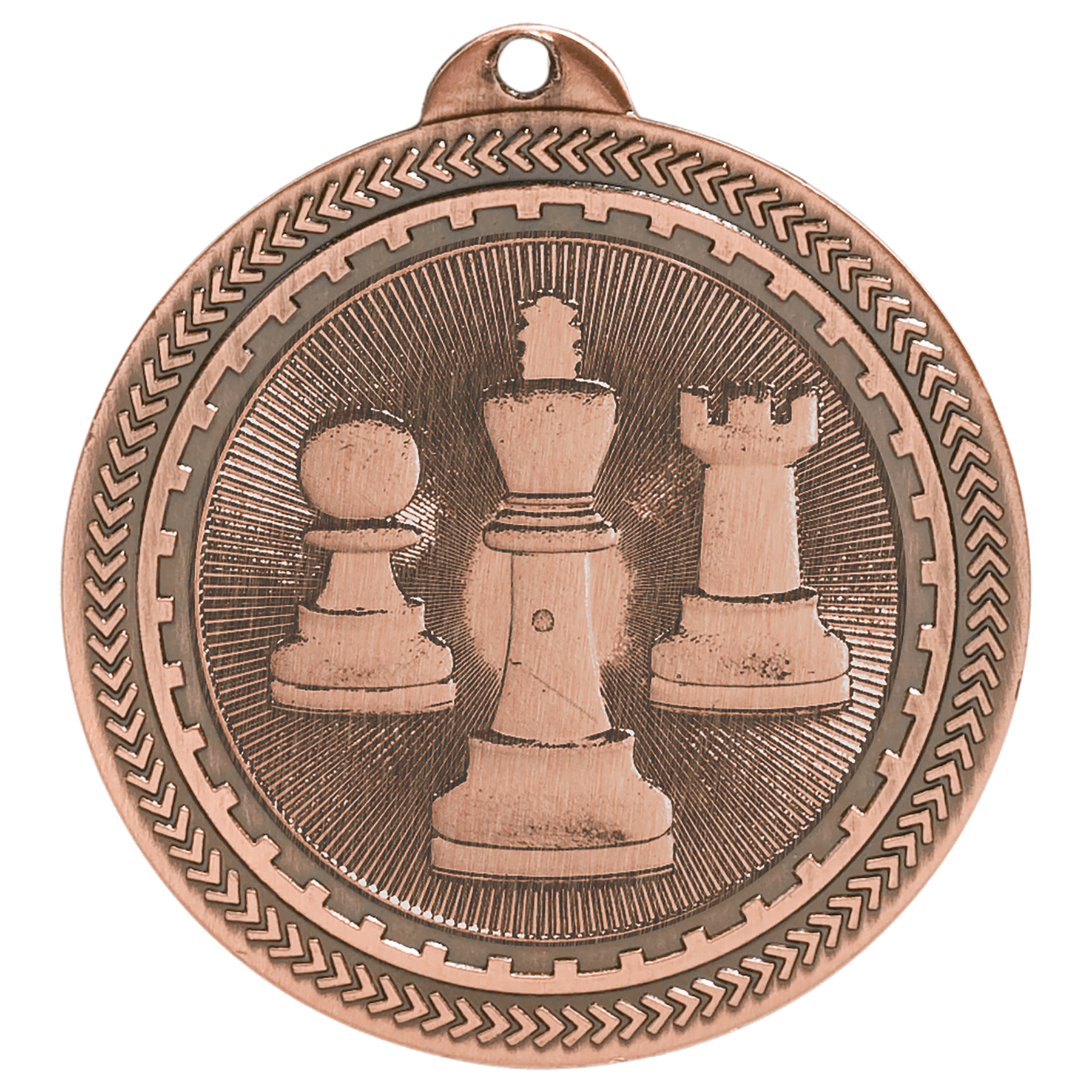 Antique Bronze Chess Engravable BriteLazer Medal - 2"