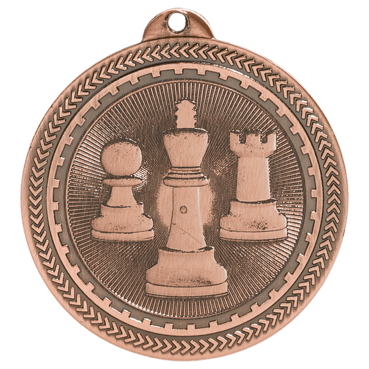 Antique Bronze Chess Engravable BriteLazer Medal - 2"