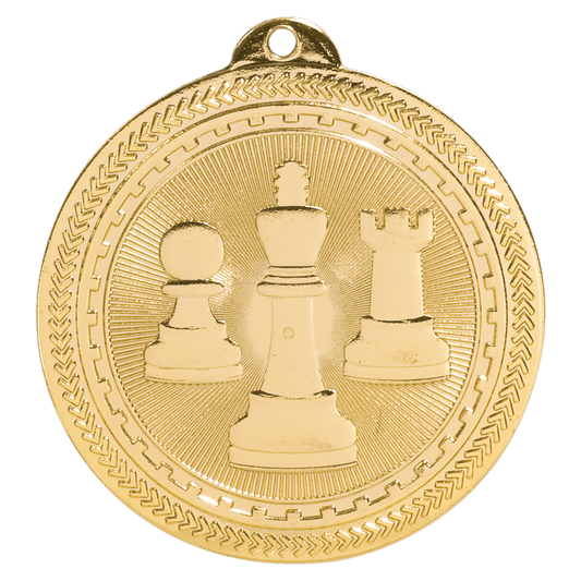 Bright Gold Chess Engravable BriteLazer Medal - 2"