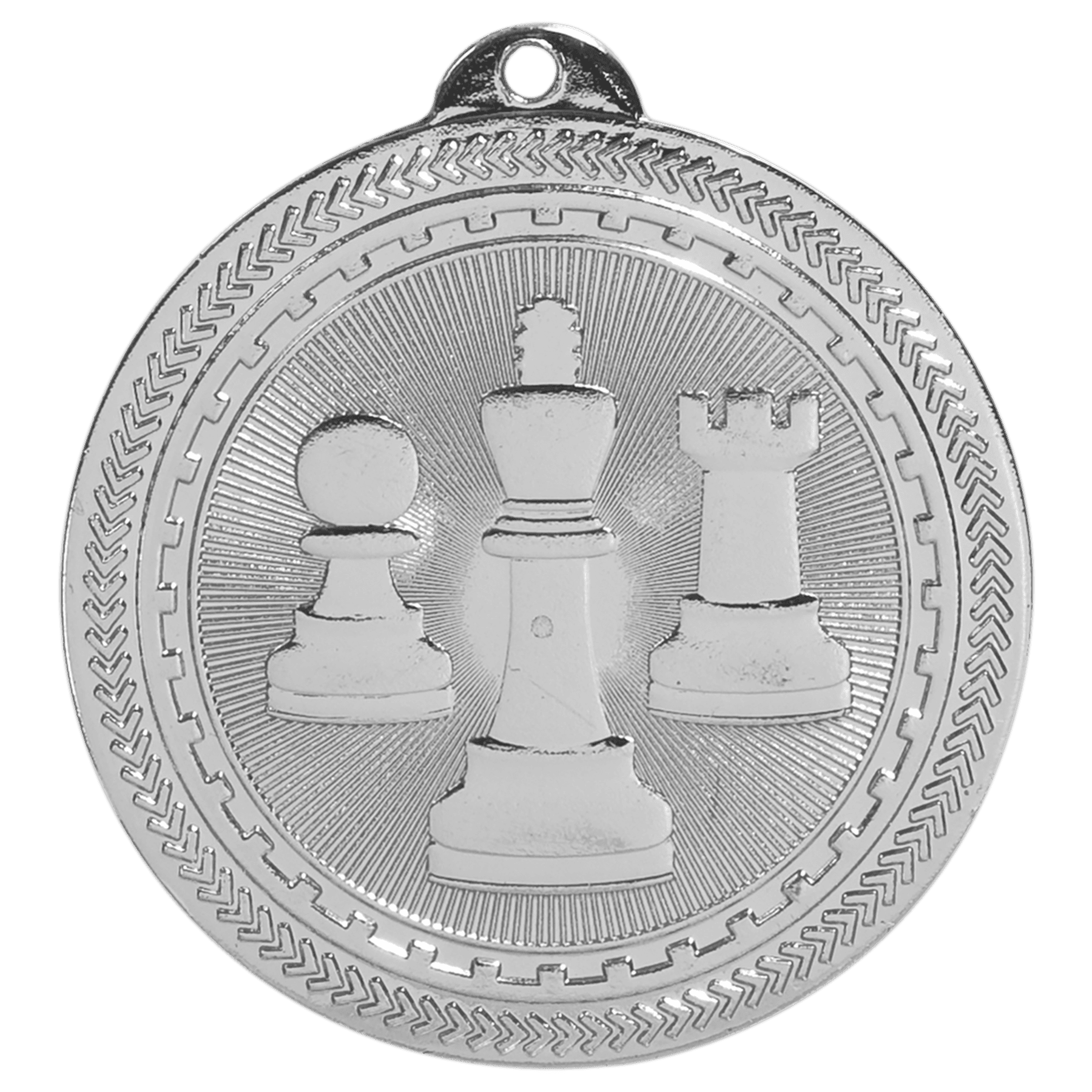 Bright Silver Chess Engravable BriteLazer Medal - 2"