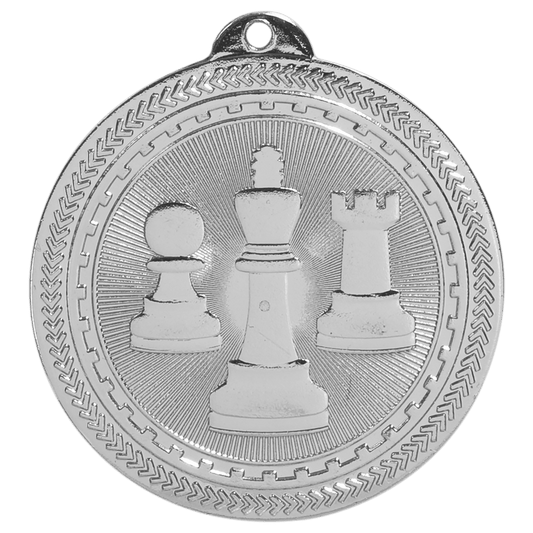 Bright Silver Chess Engravable BriteLazer Medal - 2"