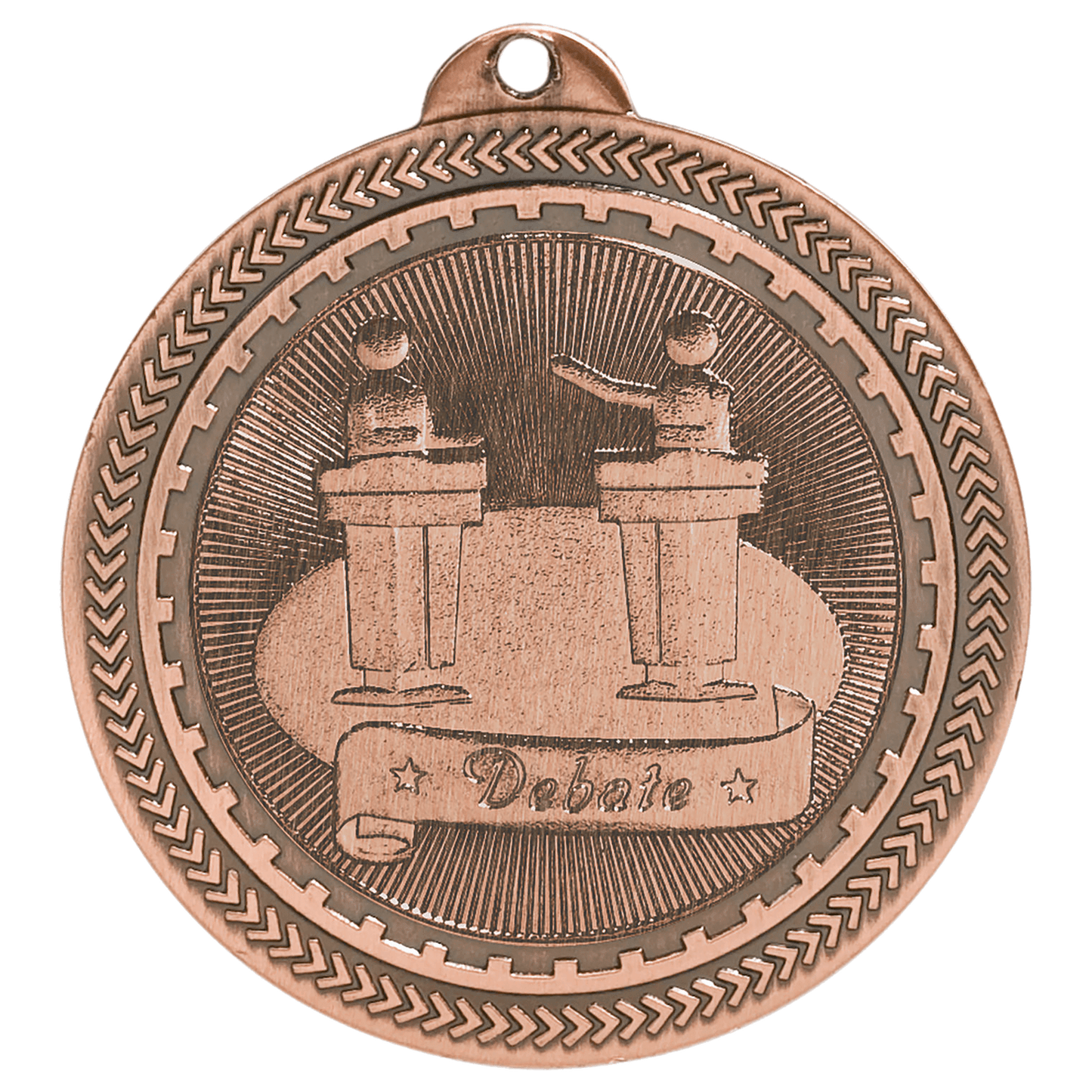 Antique Bronze Debate Engravable BriteLazer Medal - 2"