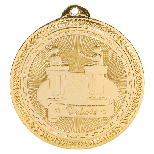 Bright Gold Debate Engravable BriteLazer Medal - 2"