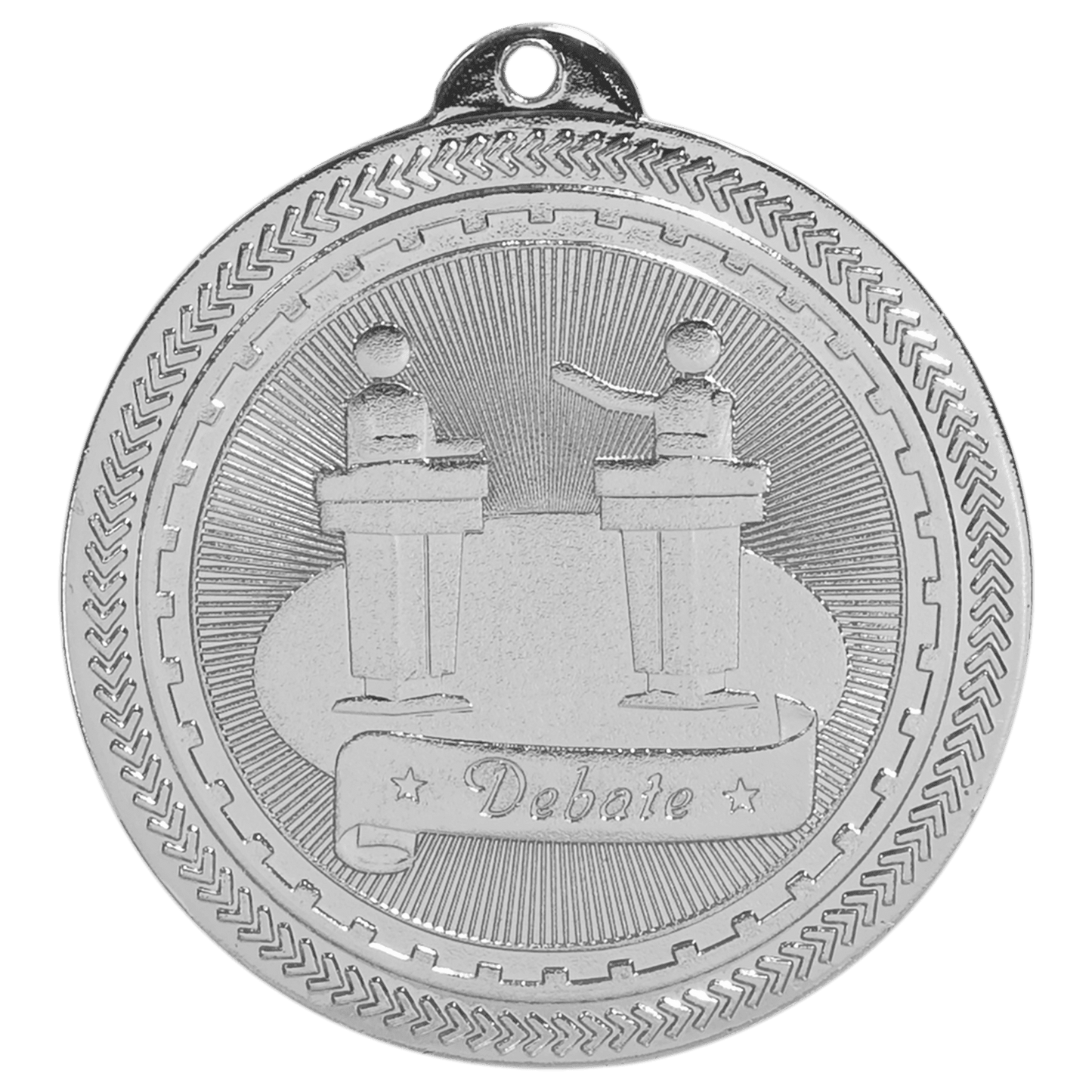 Bright Silver Debate Engravable BriteLazer Medal - 2"