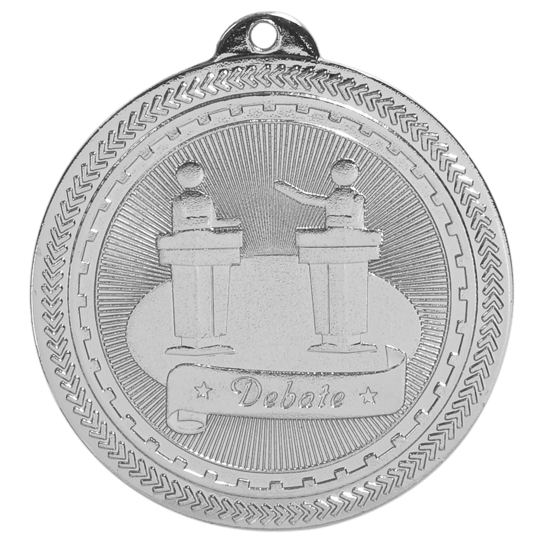 2" Bright Silver Debate Laserable BriteLazer Medal