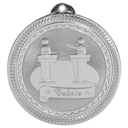 2" Bright Silver Debate Laserable BriteLazer Medal