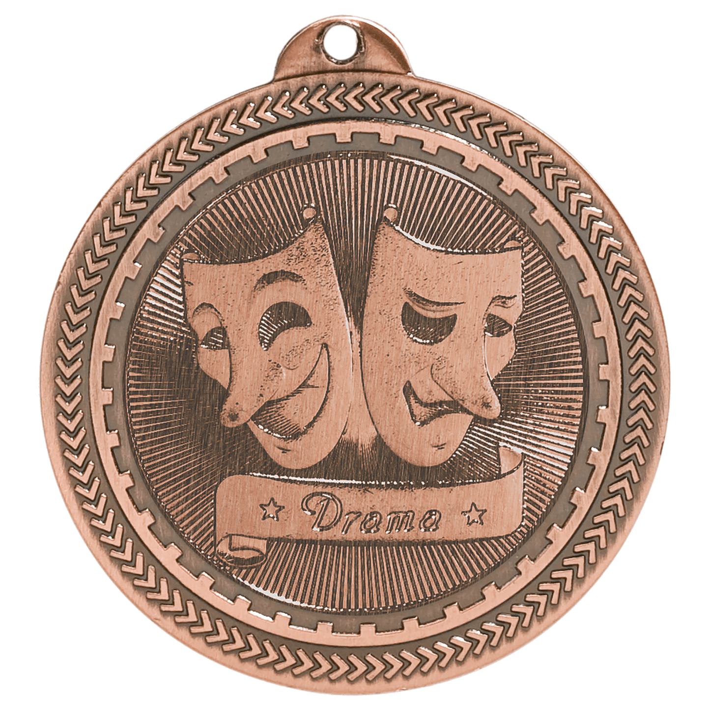 Antique Bronze Drama Engravable BriteLazer Medal - 2"