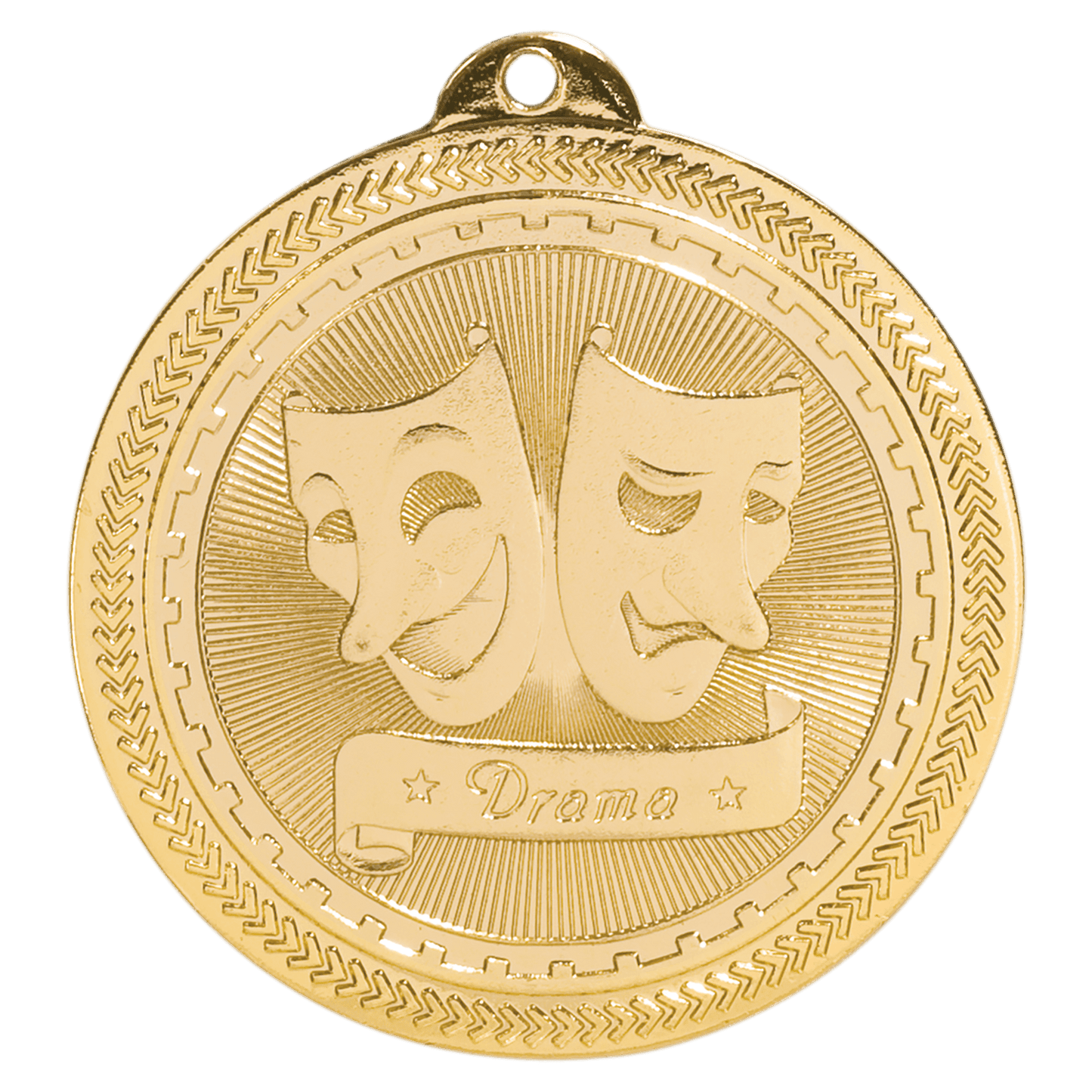 Bright Gold Drama Engravable BriteLazer Medal - 2"