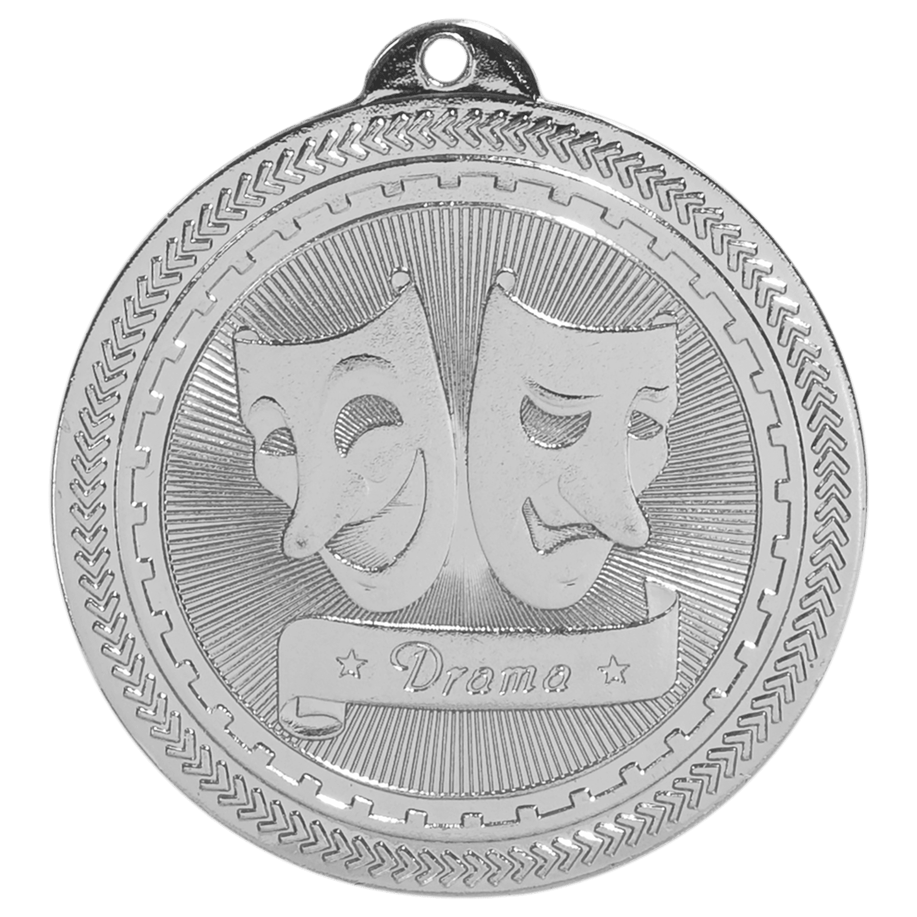 Bright Silver Drama Engravable BriteLazer Medal - 2"