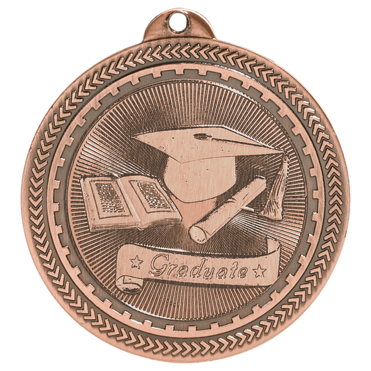 Antique Bronze Graduate Engravable BriteLazer Medal - 2"