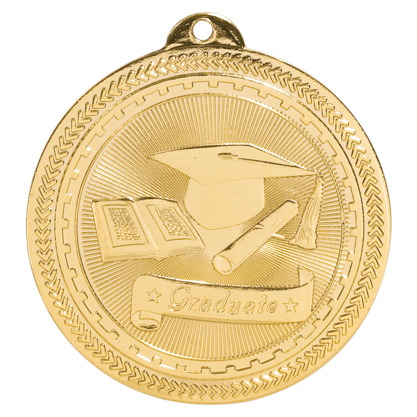 Bright Gold Graduate Engravable BriteLazer Medal - 2"