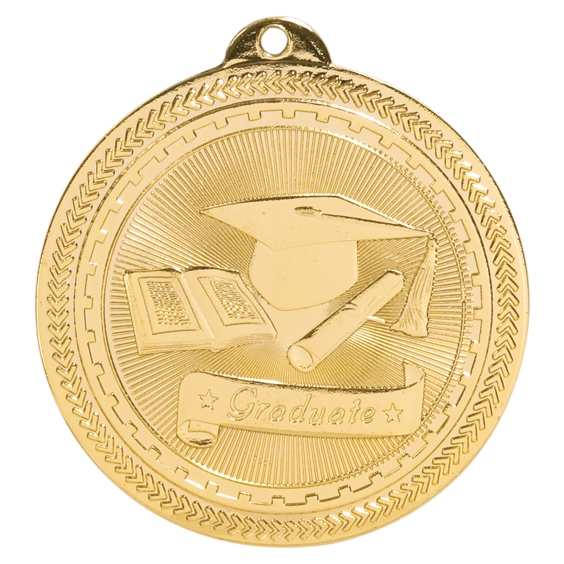 Bright Gold Graduate Engravable BriteLazer Medal - 2"
