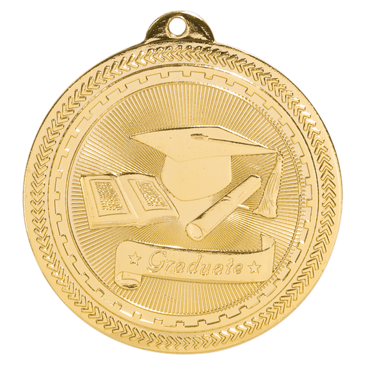 Bright Gold Graduate Engravable BriteLazer Medal - 2"