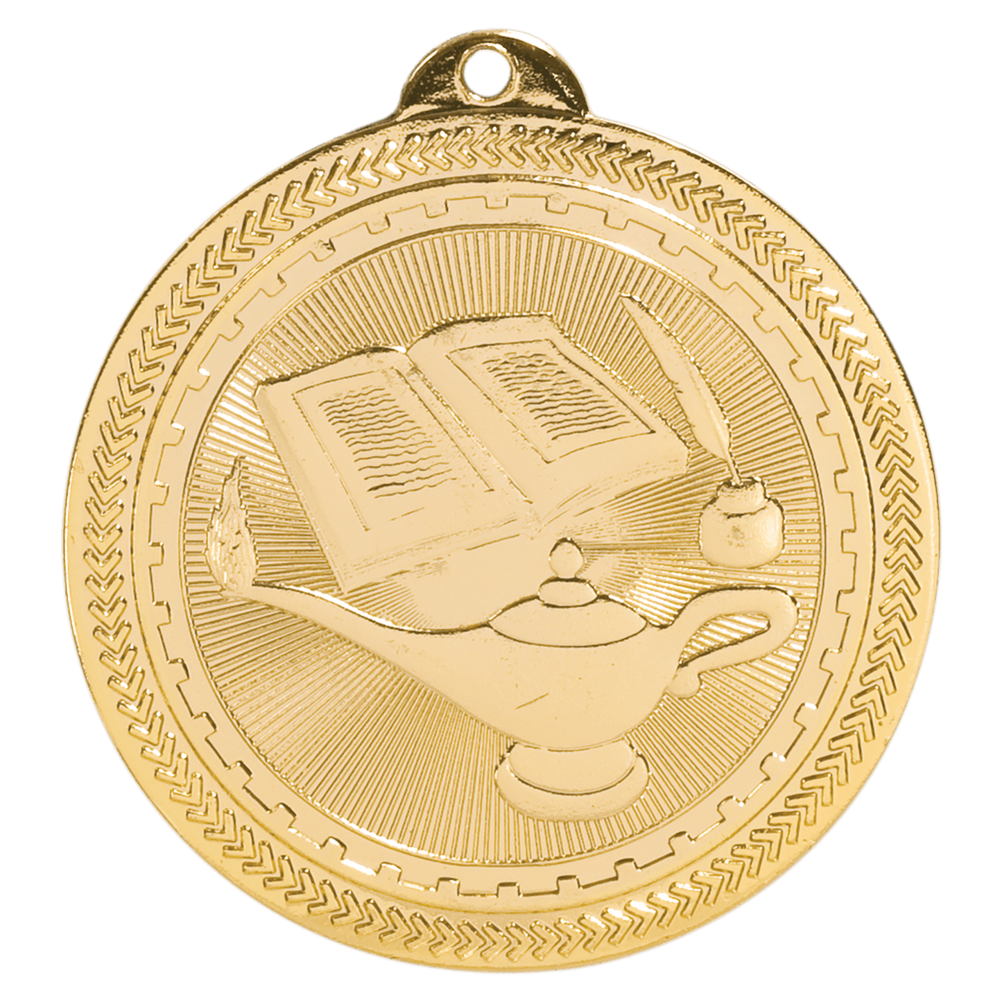 Bright Gold Lamp of Knowledge Engravable BriteLazer Medal - 2"