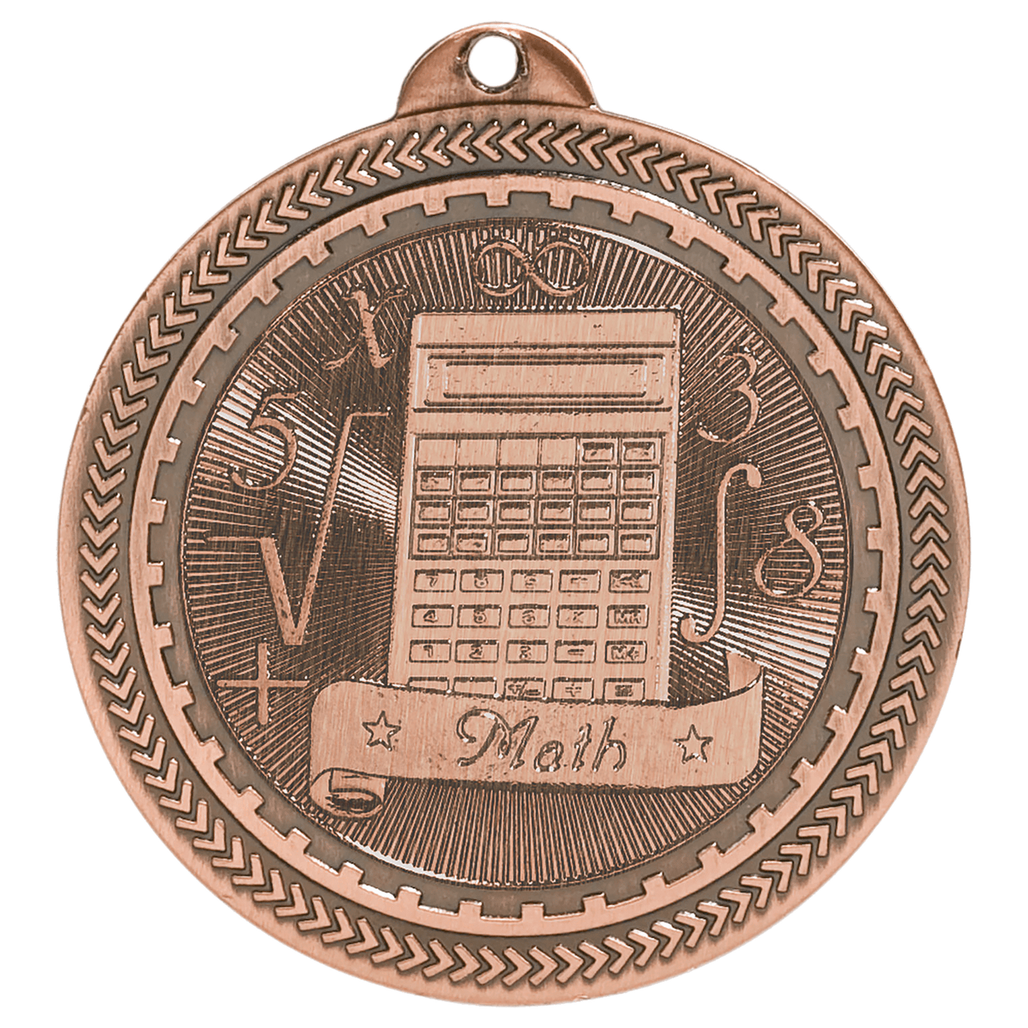 Antique Bronze Math Engravable BriteLazer Medal - 2"