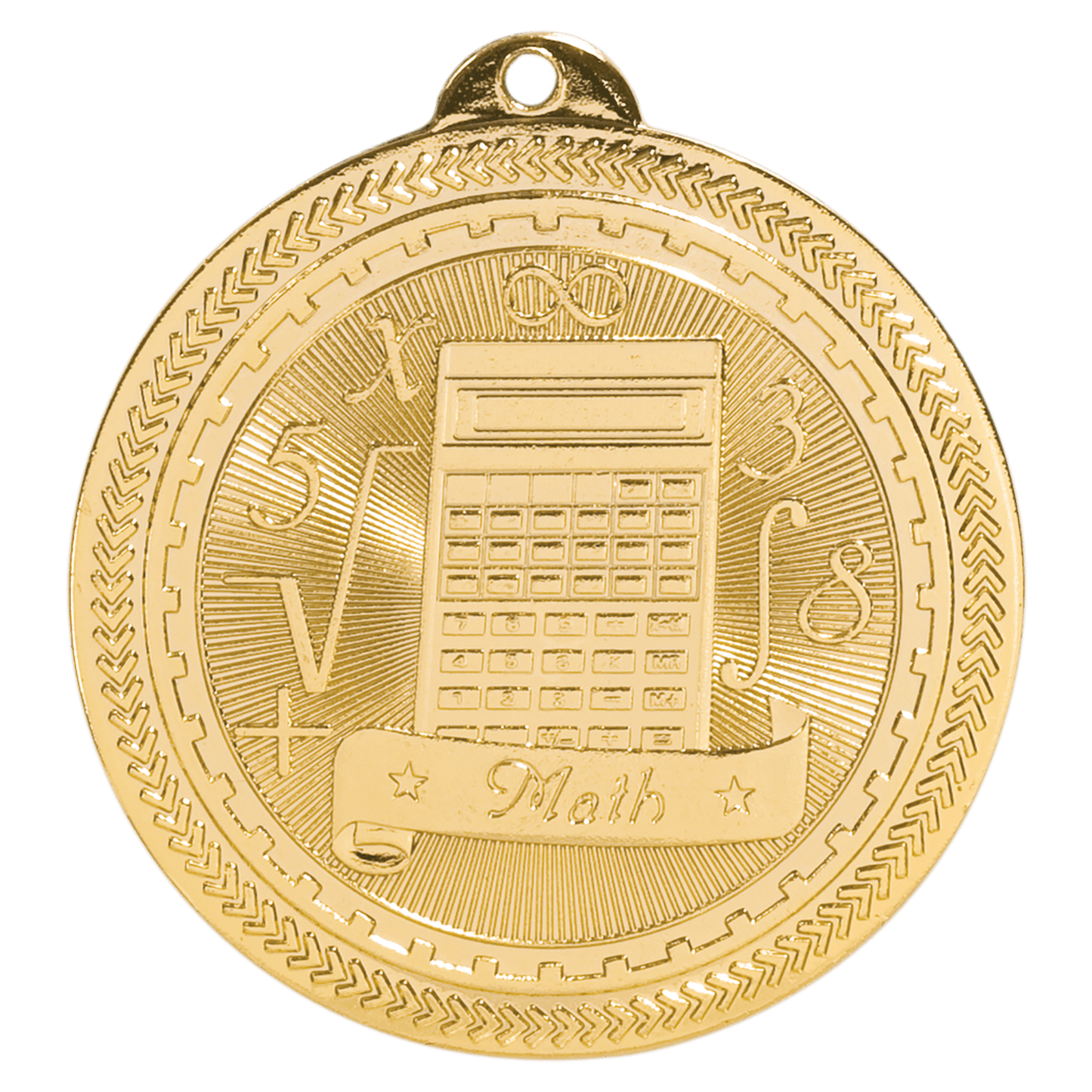 Bright Gold Math Engravable BriteLazer Medal - 2"