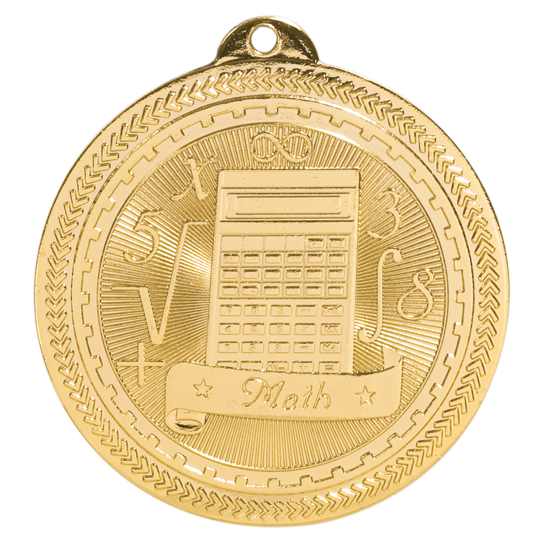 Bright Gold Math Engravable BriteLazer Medal - 2"