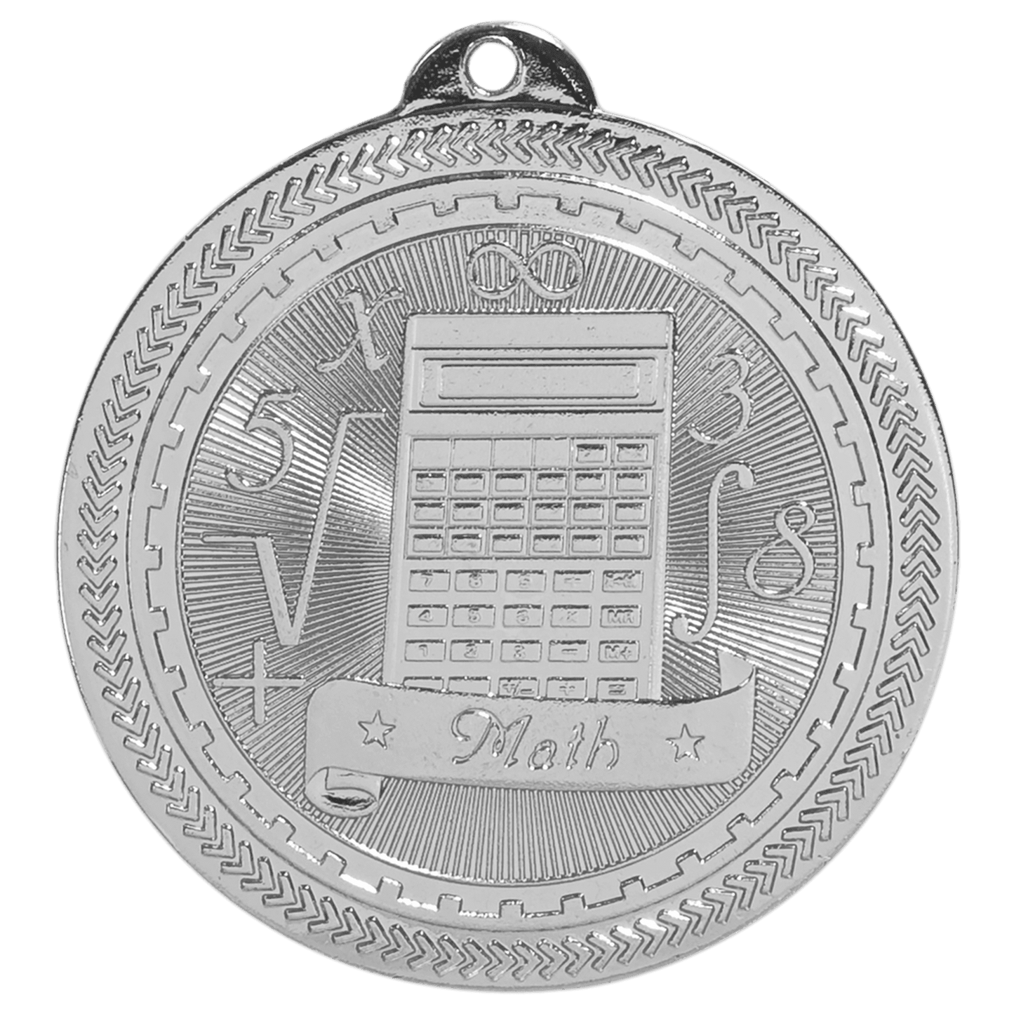Bright Silver Math Engravable BriteLazer Medal - 2"