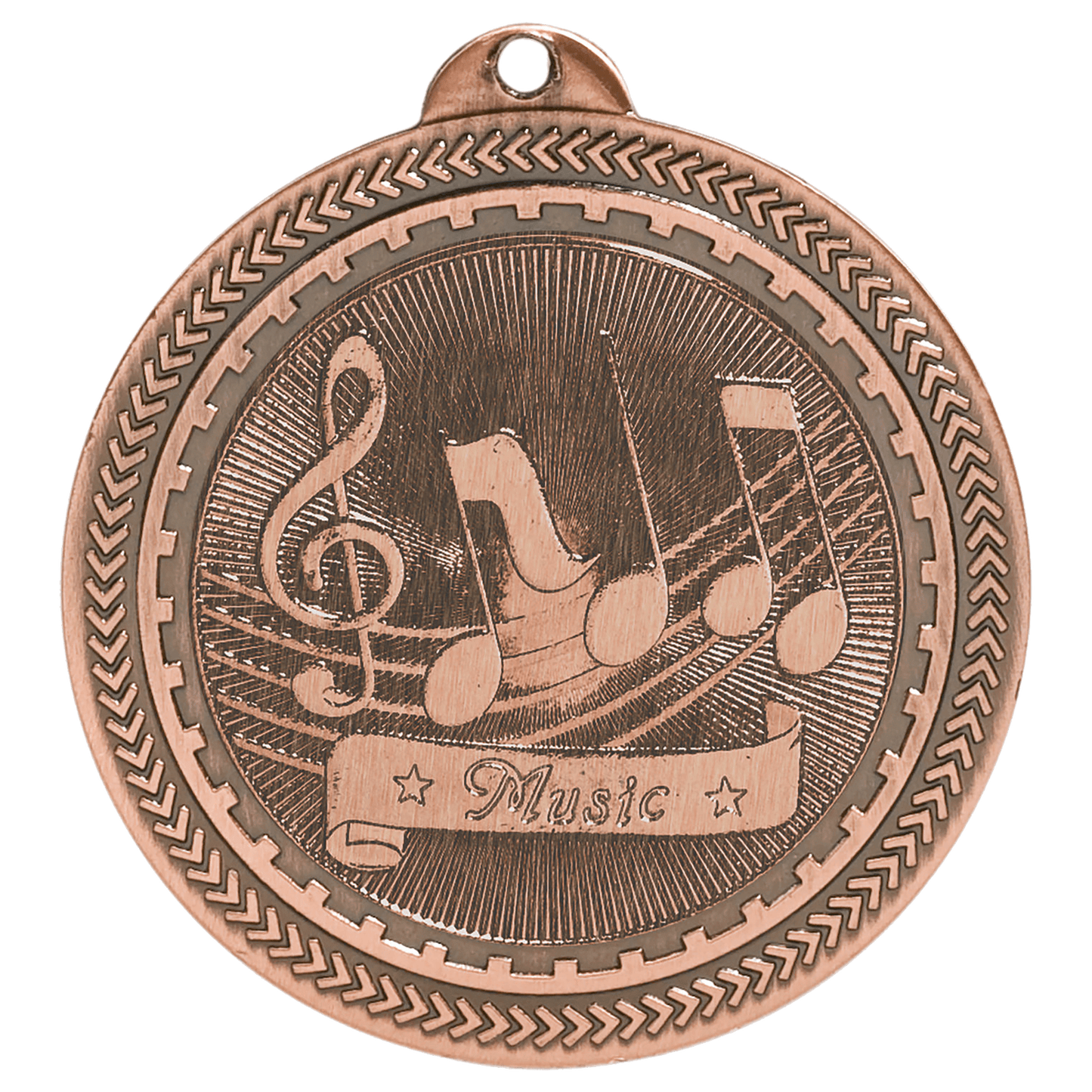 Antique Bronze Music Engravable BriteLazer Medal - 2"