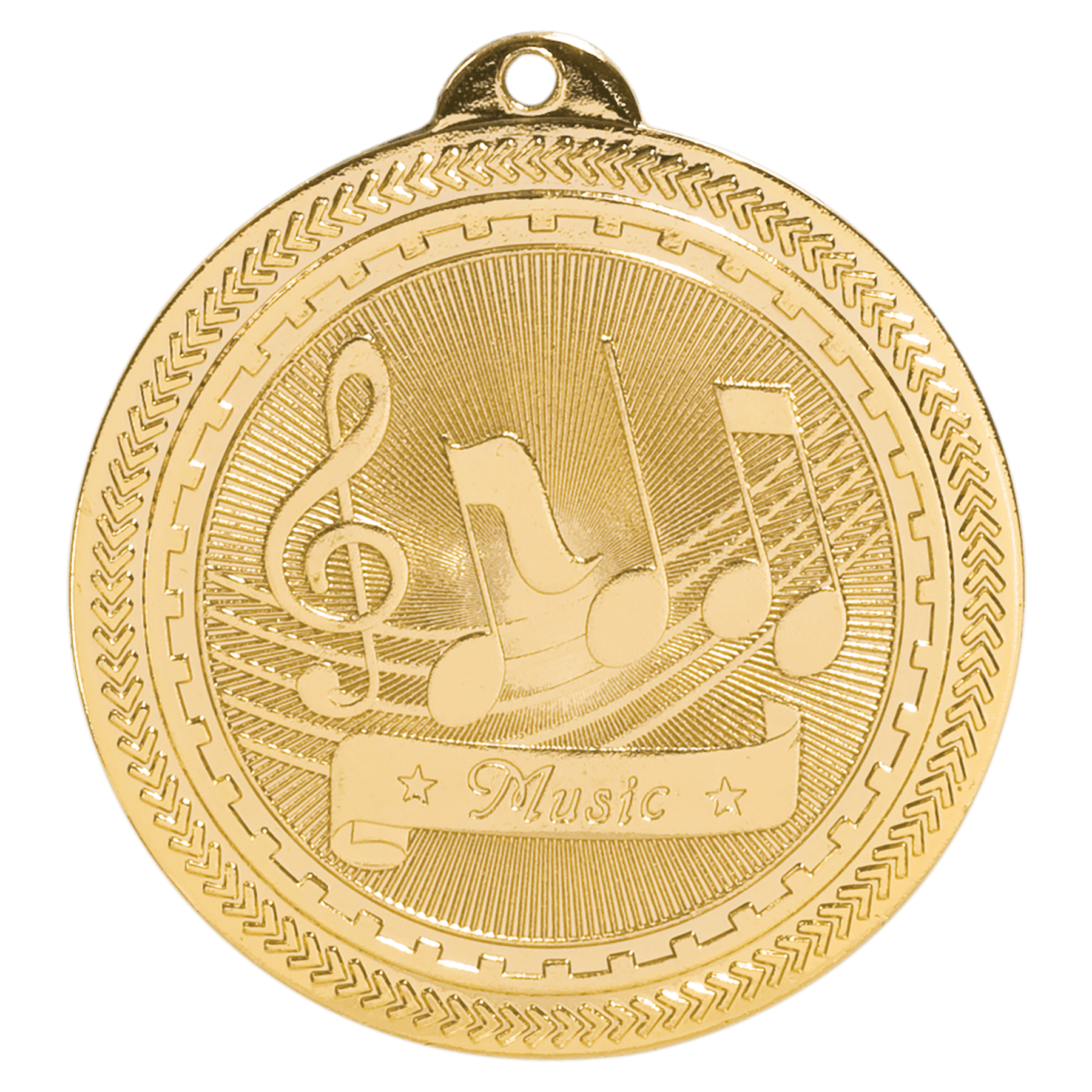 Bright Gold Music Engravable BriteLazer Medal - 2"