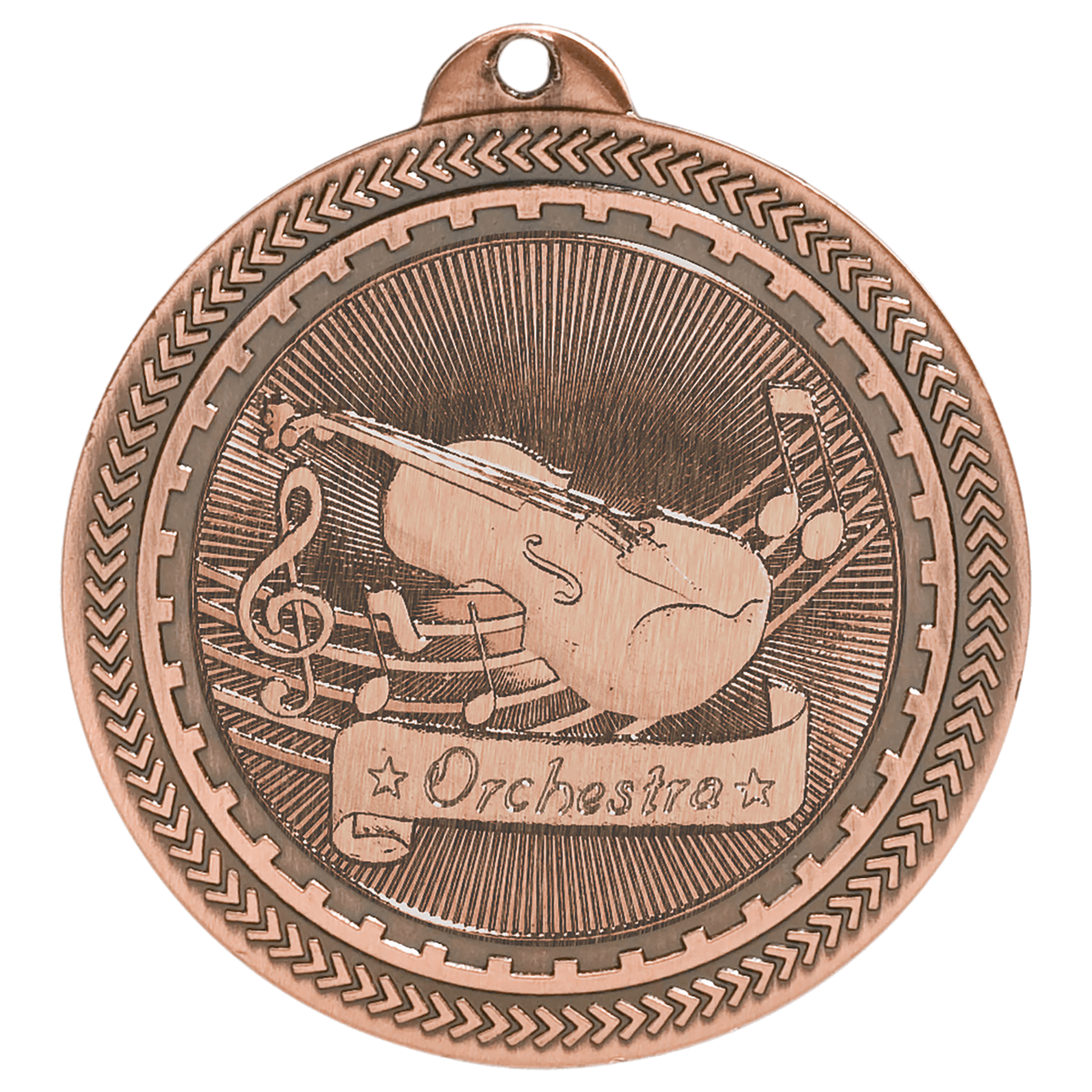 Antique Bronze Orchestra Engravable BriteLazer Medal - 2"